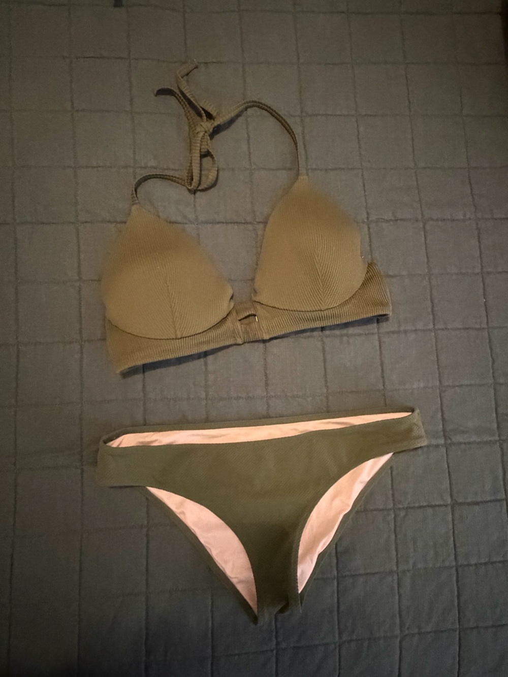 Target Shade & Shore Olive Green Ribbed Bikini Two-Piece Swim Set